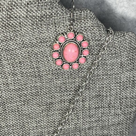 Howlite Jewelry Set Flower Earrings Cuff Bracelet Pendant Necklace Western Boho - Picture 8 of 16